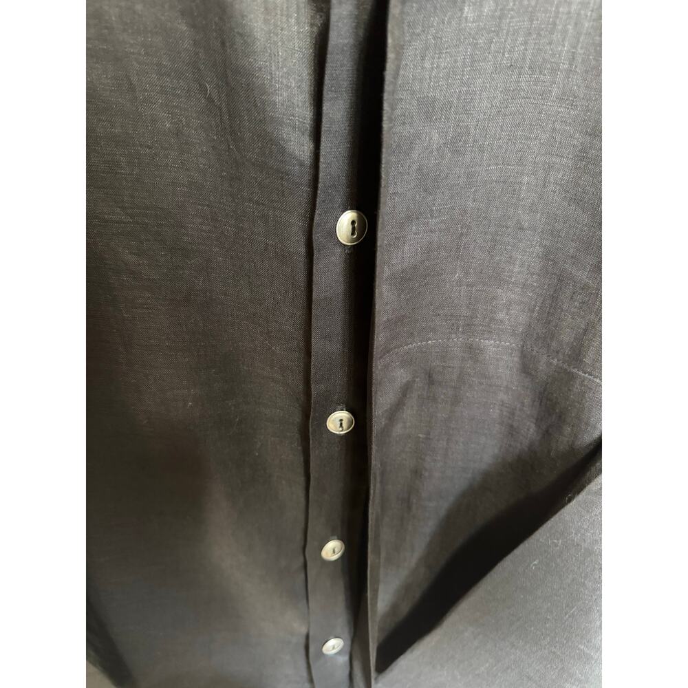 Planet By Lauren G Handkerchief Linen Shirt Button Down Blouse Black One Size - Picture 6 of 13